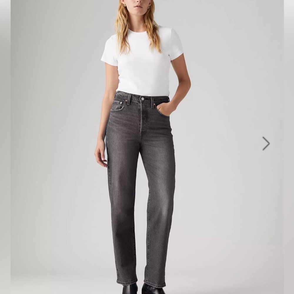 Levi's Ribcage Straight Ankle Jean, Worn-in Black / Charcoal